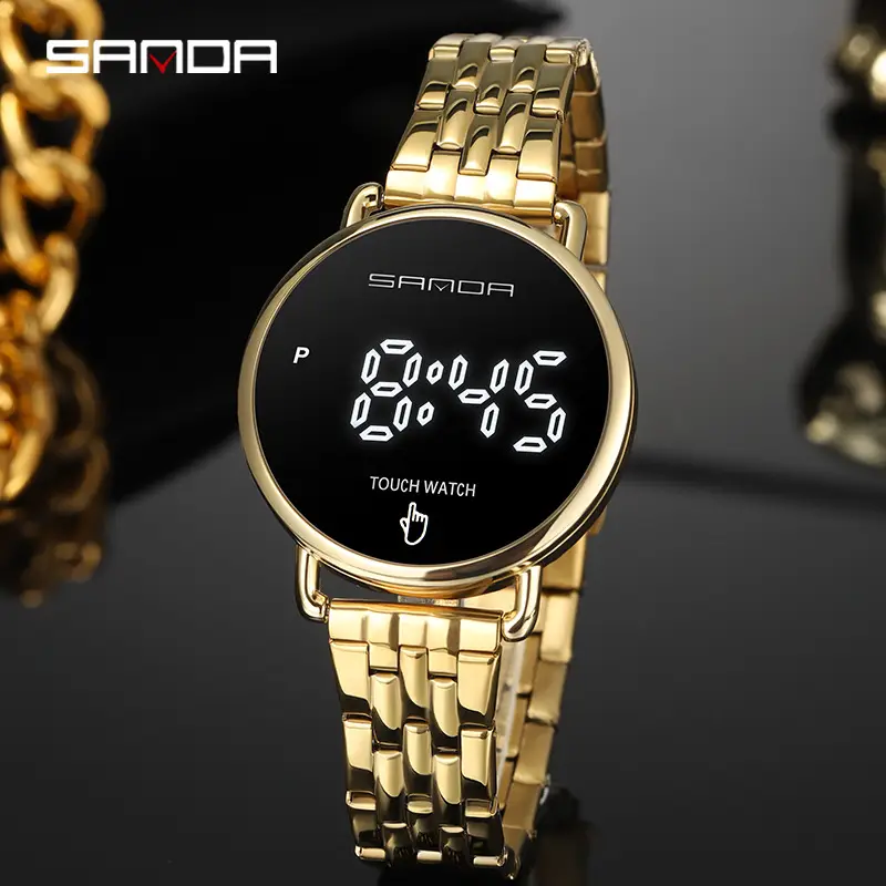 Sanda Men's Waterproof Touch Screen Digital Watch Black Steel Band - Image 5