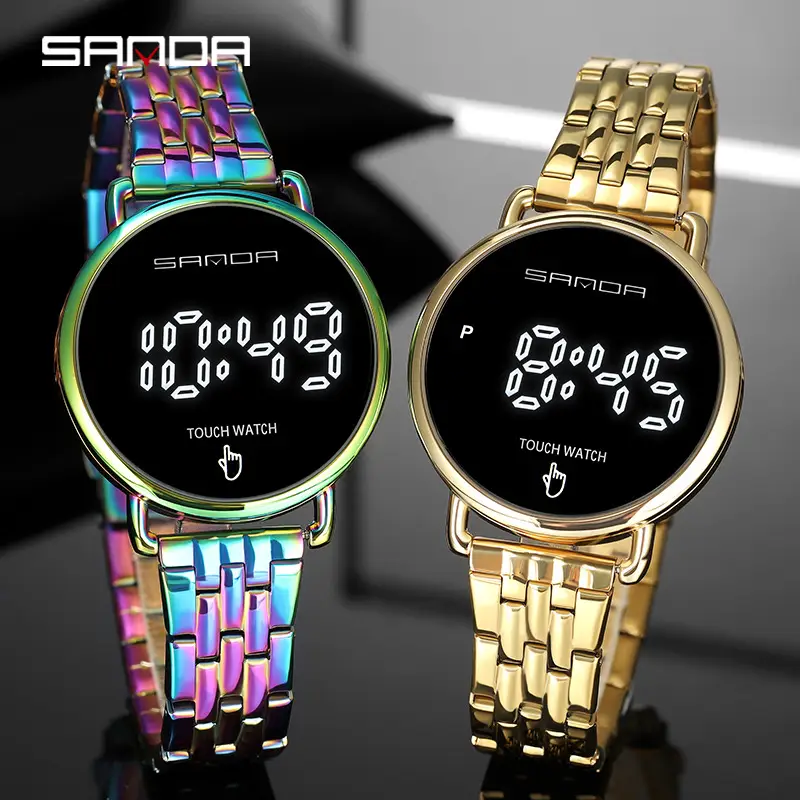 Sanda Men's Waterproof Touch Screen Digital Watch Black Steel Band - Image 7