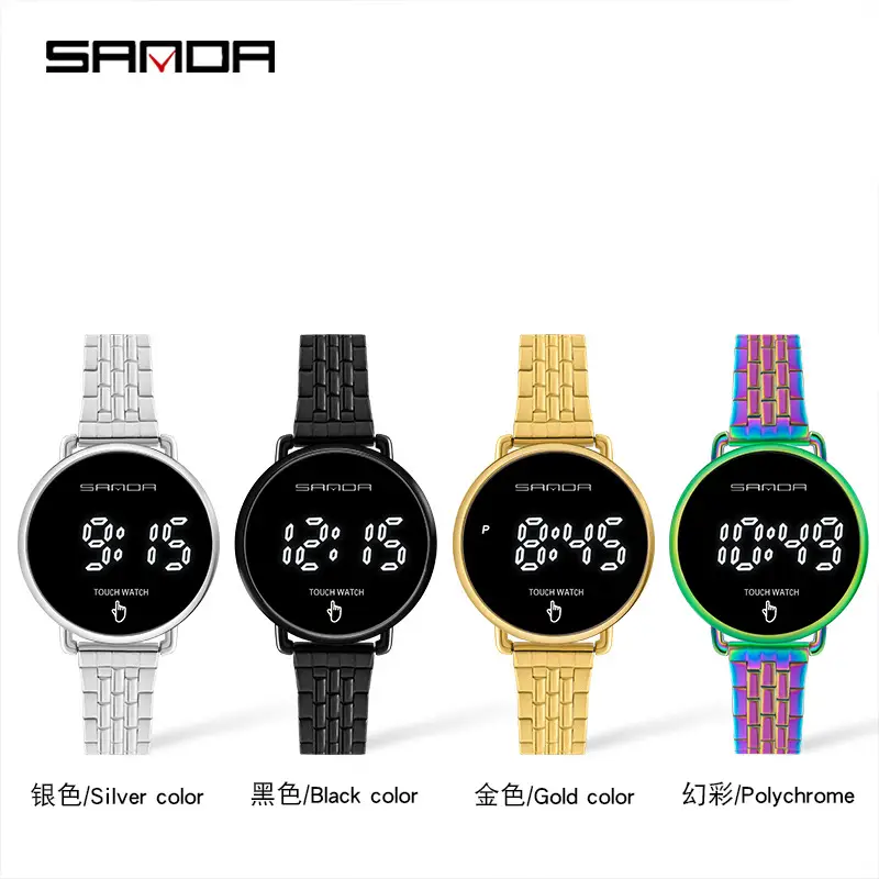 Sanda Men's Waterproof Touch Screen Digital Watch Black Steel Band - Image 8
