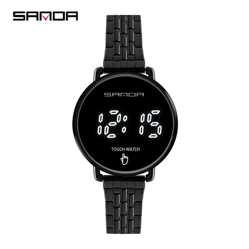 Sanda Men's Waterproof Touch Screen Digital Watch Black Steel Band - Image 9