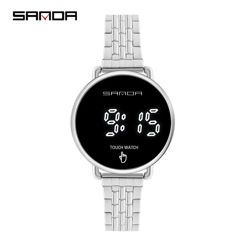 Sanda Men's Waterproof Touch Screen Digital Watch Black Steel Band - Image 2