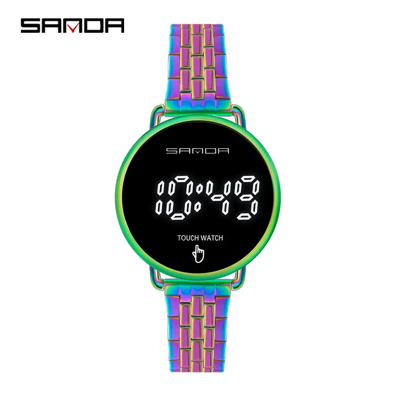 Sanda Men's Waterproof Touch Screen Digital Watch Black Steel Band - Image 4