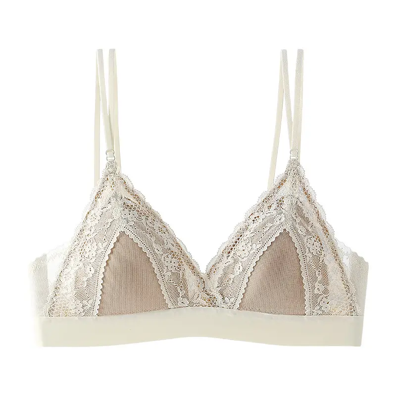 White Lace Triangle Cup Bra Small - Image 9