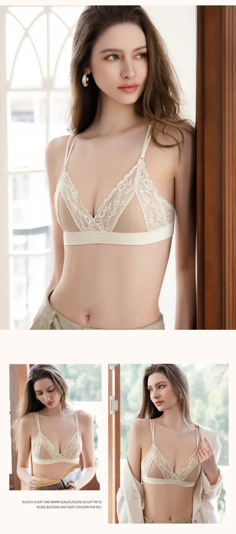 White Lace Triangle Cup Bra Small — feature 13