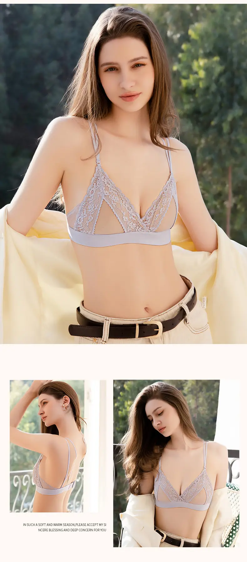 White Lace Triangle Cup Bra Small — feature 14