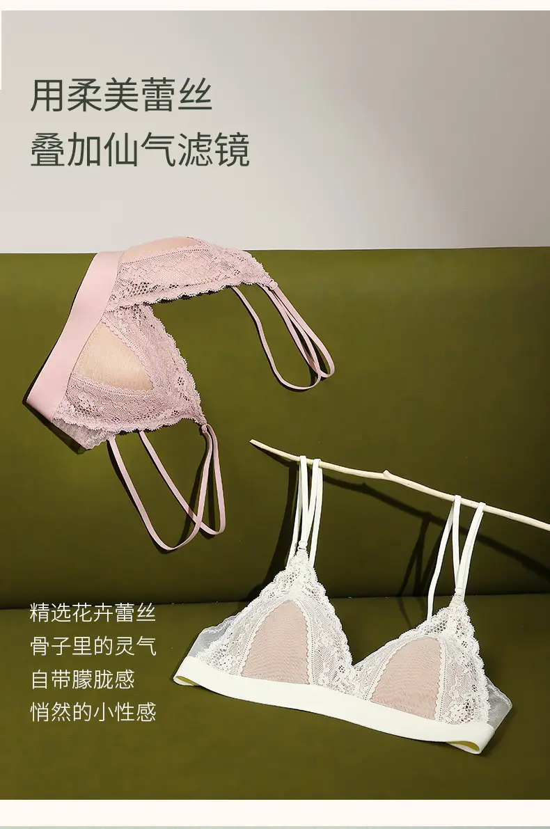 White Lace Triangle Cup Bra Small — feature 3