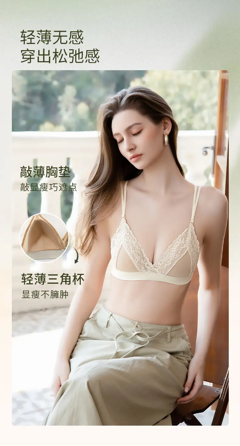 White Lace Triangle Cup Bra Small — feature 4