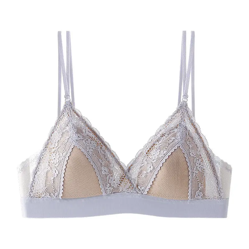 White Lace Triangle Cup Bra Small - Image 2