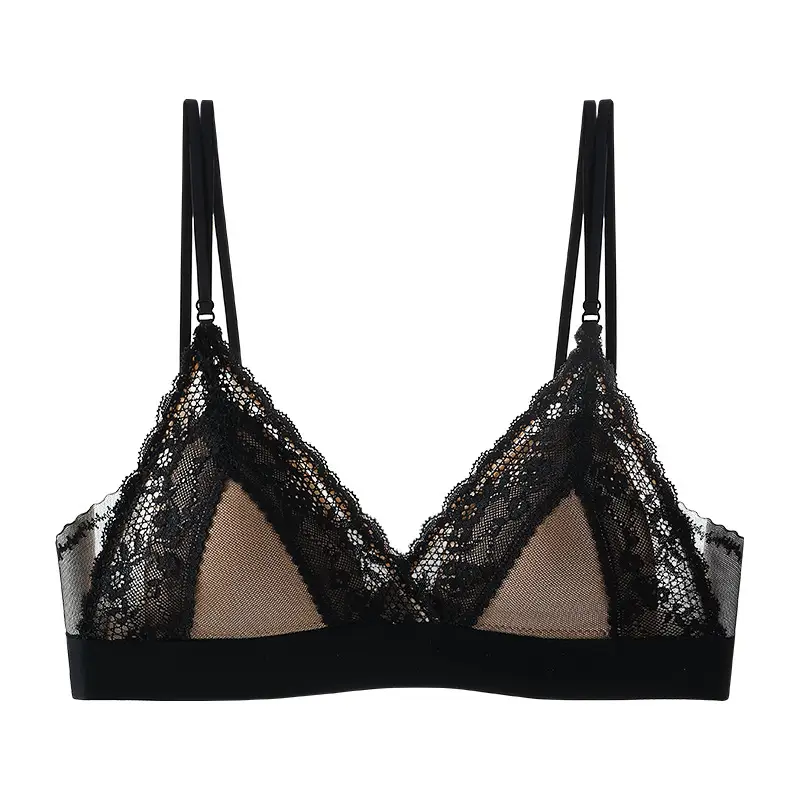 White Lace Triangle Cup Bra Small - Image 4