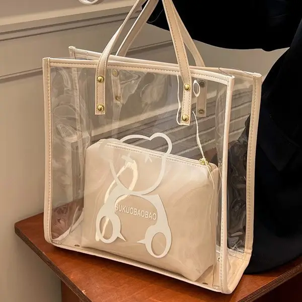 Transparent Bear Print Large Tote Bag for Women - Image 8