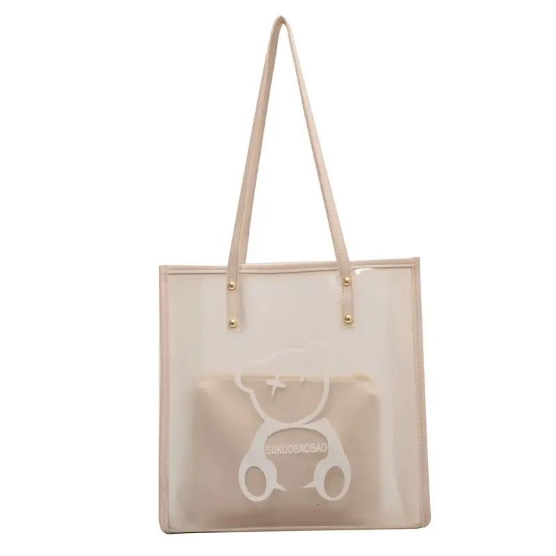 Transparent Bear Print Large Tote Bag for Women - Image 11