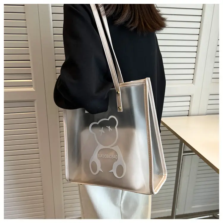 Transparent Bear Print Large Tote Bag for Women — feature 11
