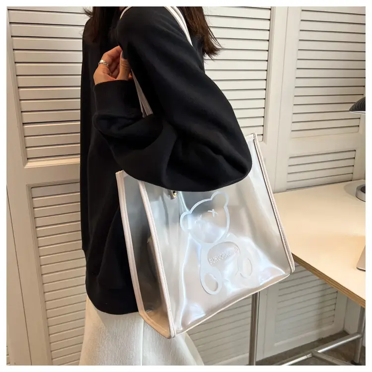 Transparent Bear Print Large Tote Bag for Women — feature 12