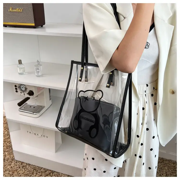 Transparent Bear Print Large Tote Bag for Women — feature 15