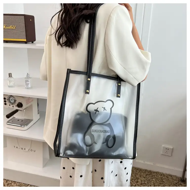 Transparent Bear Print Large Tote Bag for Women — feature 19