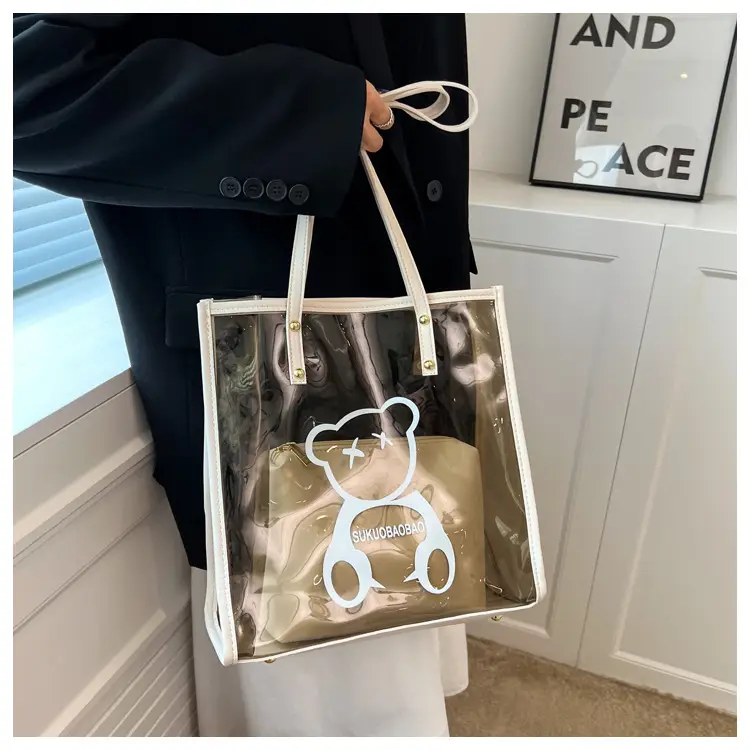 Transparent Bear Print Large Tote Bag for Women — feature 21