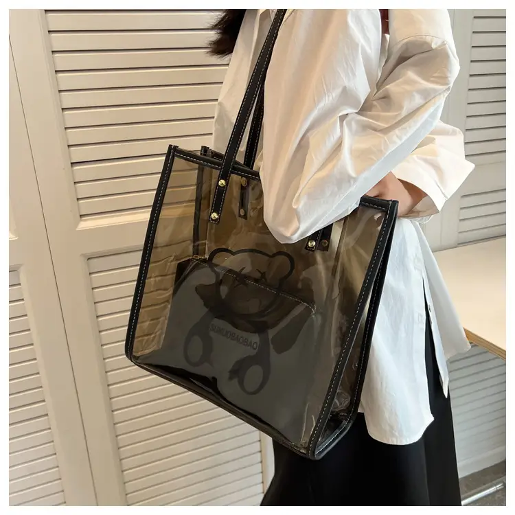Transparent Bear Print Large Tote Bag for Women — feature 25