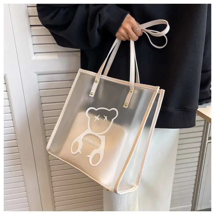 Transparent Bear Print Large Tote Bag for Women — feature 29