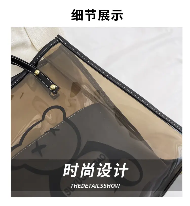 Transparent Bear Print Large Tote Bag for Women — feature 3