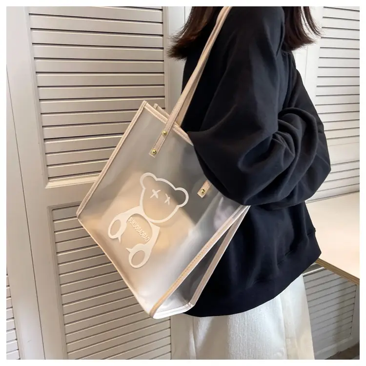 Transparent Bear Print Large Tote Bag for Women — feature 32