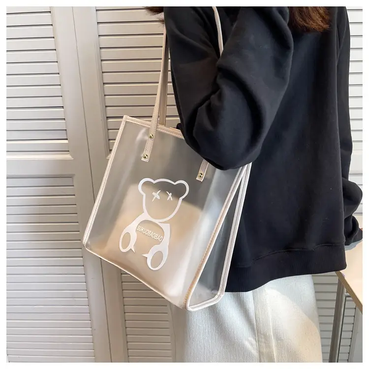 Transparent Bear Print Large Tote Bag for Women — feature 33