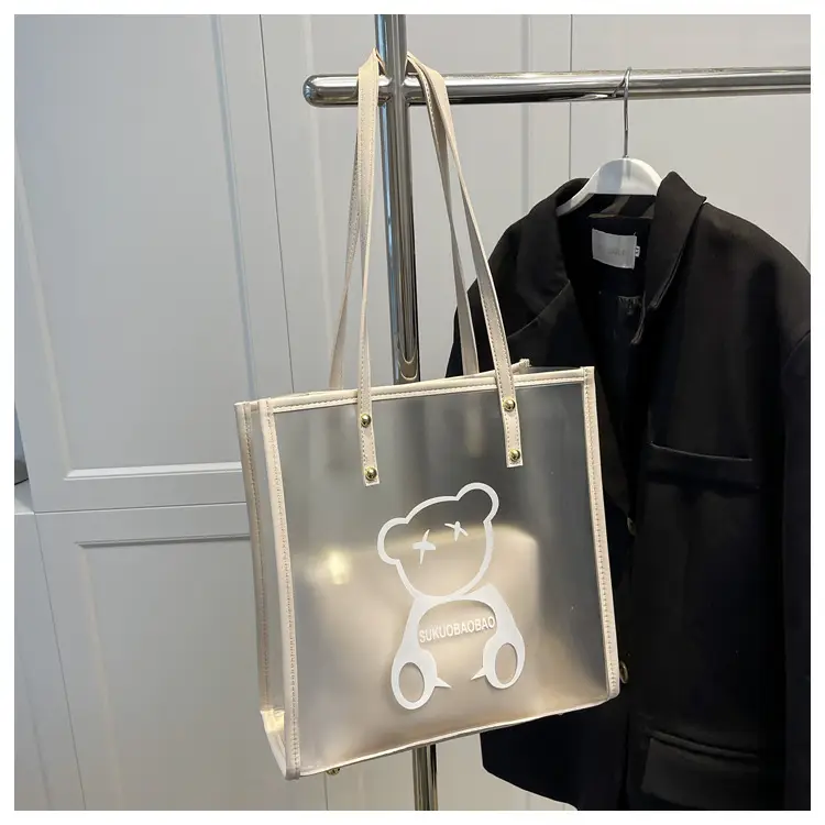 Transparent Bear Print Large Tote Bag for Women — feature 47