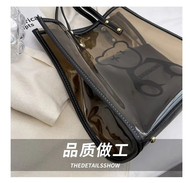 Transparent Bear Print Large Tote Bag for Women — feature 5