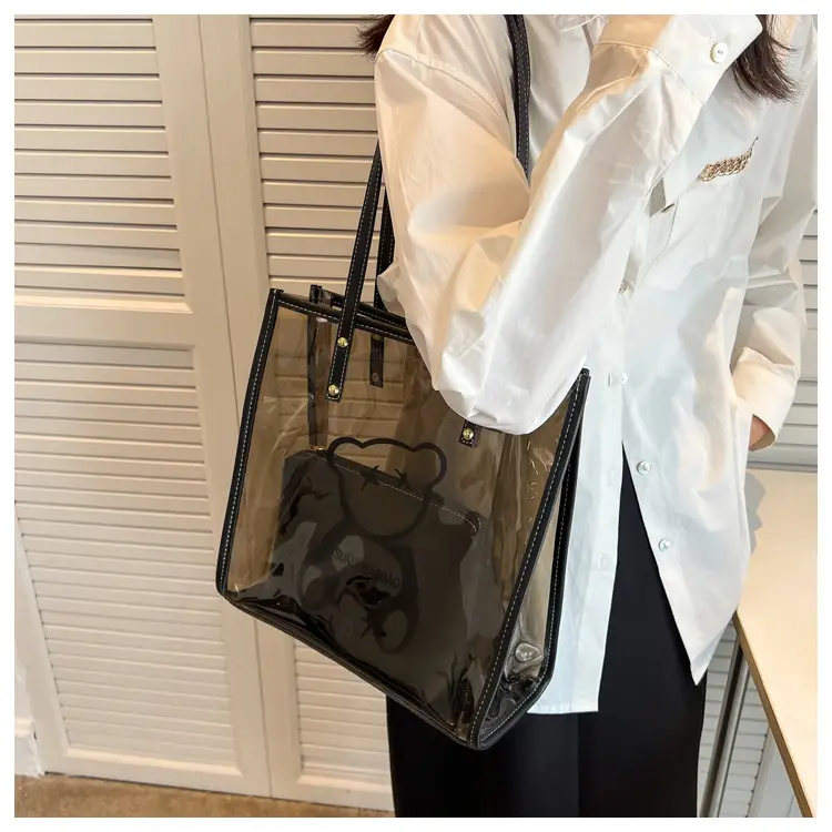 Transparent Bear Print Large Tote Bag for Women — feature 9