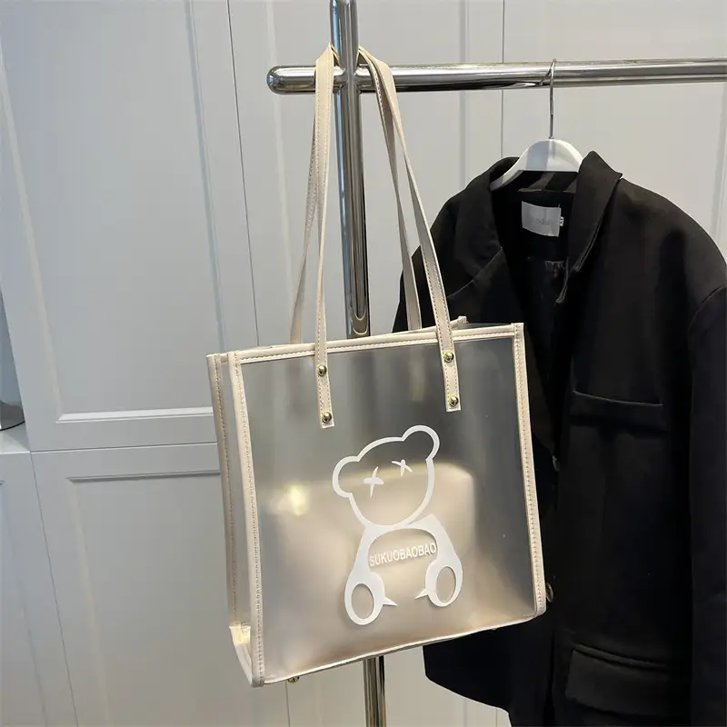 Transparent Bear Print Large Tote Bag for Women - Image 3