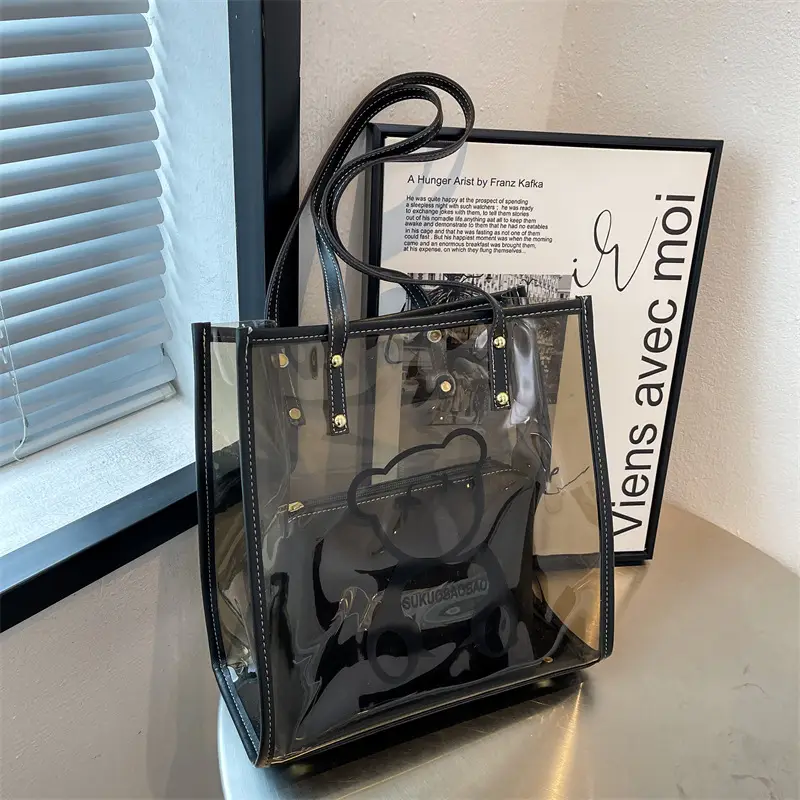 Transparent Bear Print Large Tote Bag for Women - Image 5