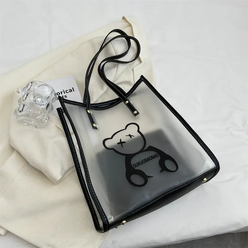 Transparent Bear Print Large Tote Bag for Women - Image 6