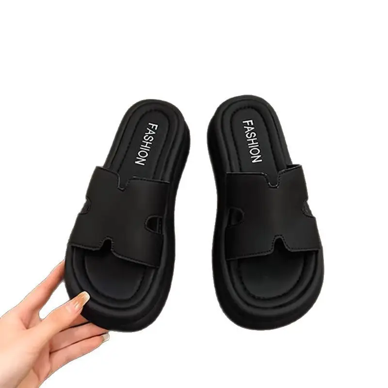 Thick-soled slipper women's summer outer wear 2025 new style with skirt French casual excrement feeling beach sandals - Image 5