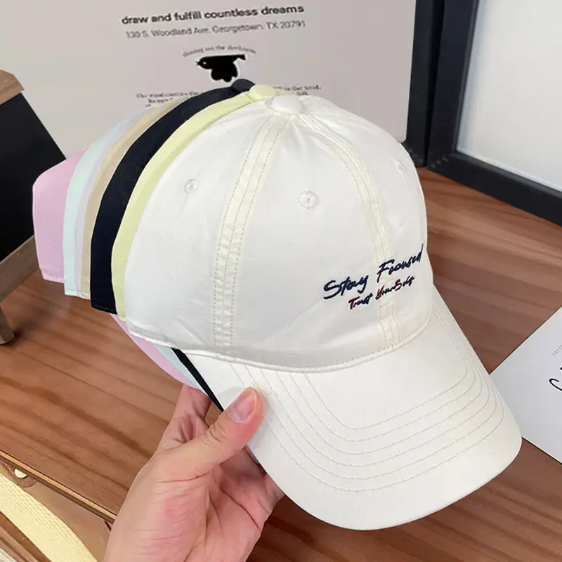 White Korean Letter Embroidered Women's Cap — feature 17