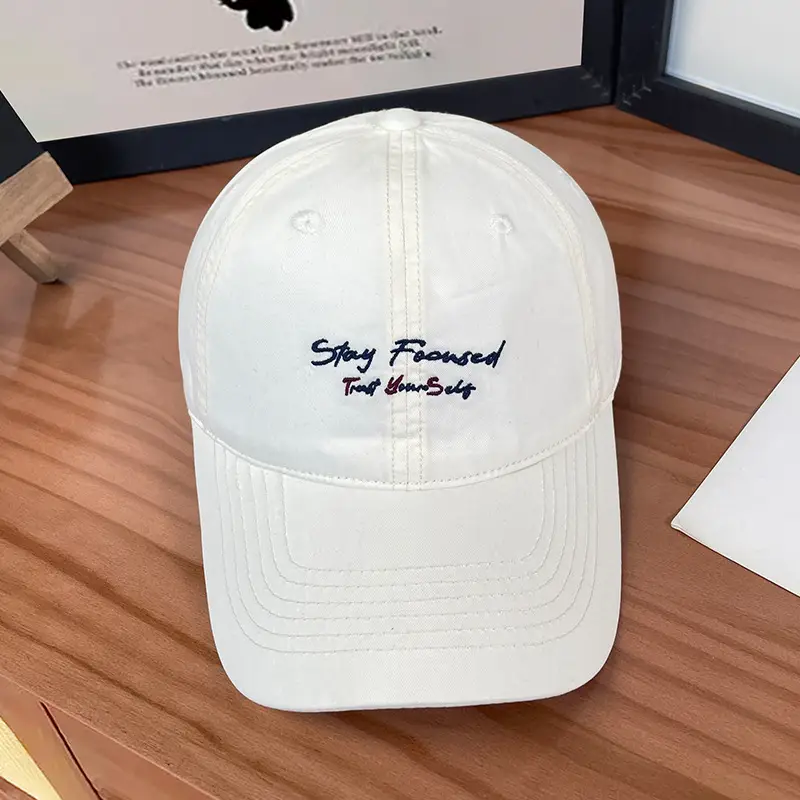 White Korean Letter Embroidered Women's Cap - Image 2