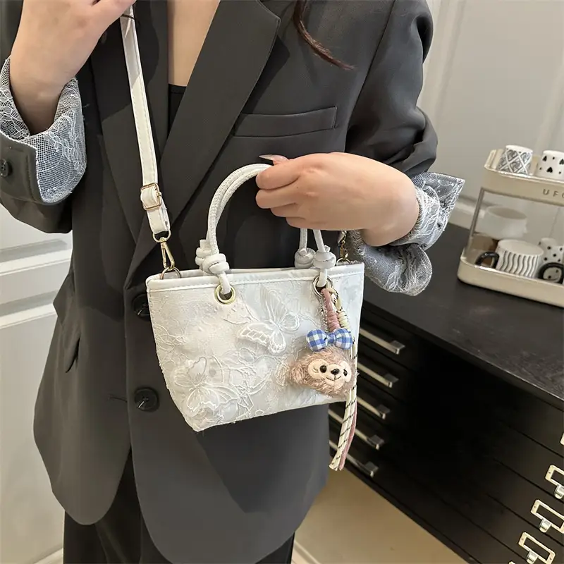 Pink Butterfly Embroidered Women's Shoulder Bag - Image 6