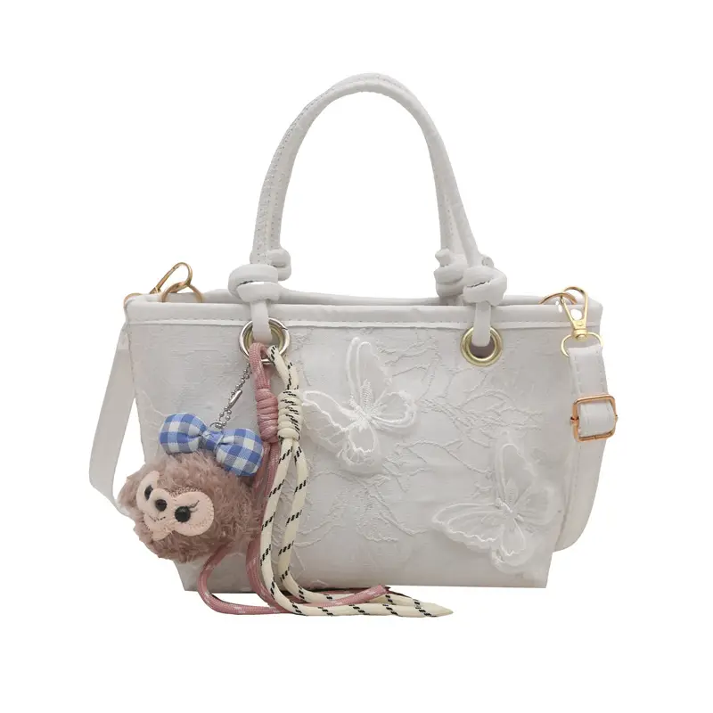 Pink Butterfly Embroidered Women's Shoulder Bag - Image 7