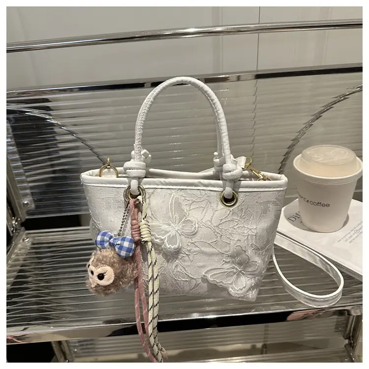 Pink Butterfly Embroidered Women's Shoulder Bag — feature 21