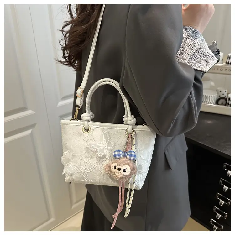 Pink Butterfly Embroidered Women's Shoulder Bag — feature 9