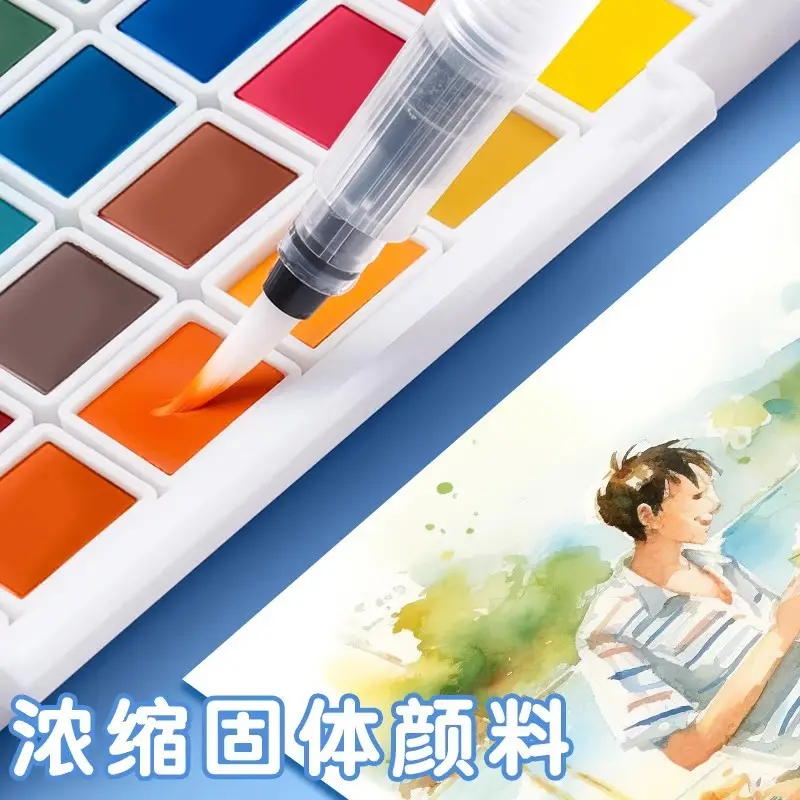 Solid Pigment Watercolor Paint Set Opaque Watercolor Full Set of Tools Art Special 36 Colors 48 Beginners