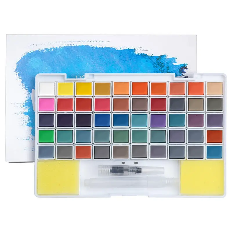Solid Pigment Watercolor Paint Set Opaque Watercolor Full Set of Tools Art Special 36 Colors 48 Beginners