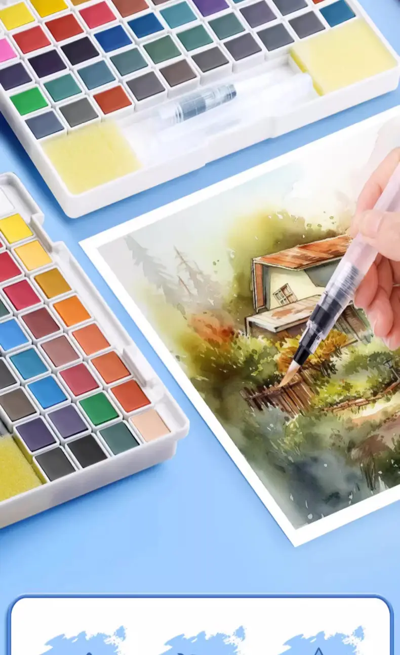 Solid Pigment Watercolor Paint Set Opaque Watercolor Full Set of Tools Art Special 36 Colors 48 Beginners — feature 2