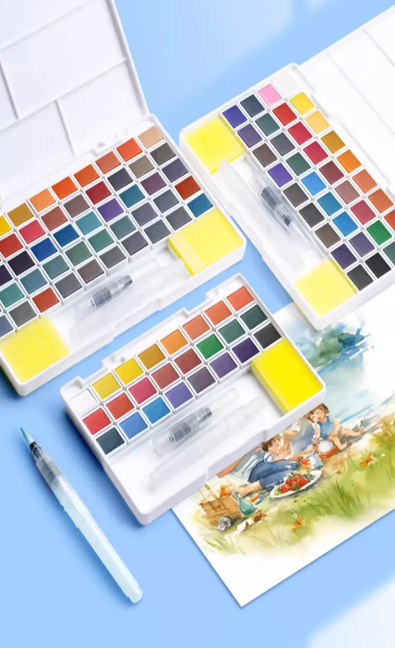Solid Pigment Watercolor Paint Set Opaque Watercolor Full Set of Tools Art Special 36 Colors 48 Beginners — feature 4