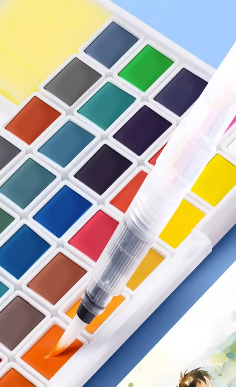 Solid Pigment Watercolor Paint Set Opaque Watercolor Full Set of Tools Art Special 36 Colors 48 Beginners — feature 7