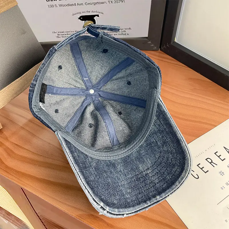 Women Grey Letter Baseball Cap Spring Summer Denim — feature 22
