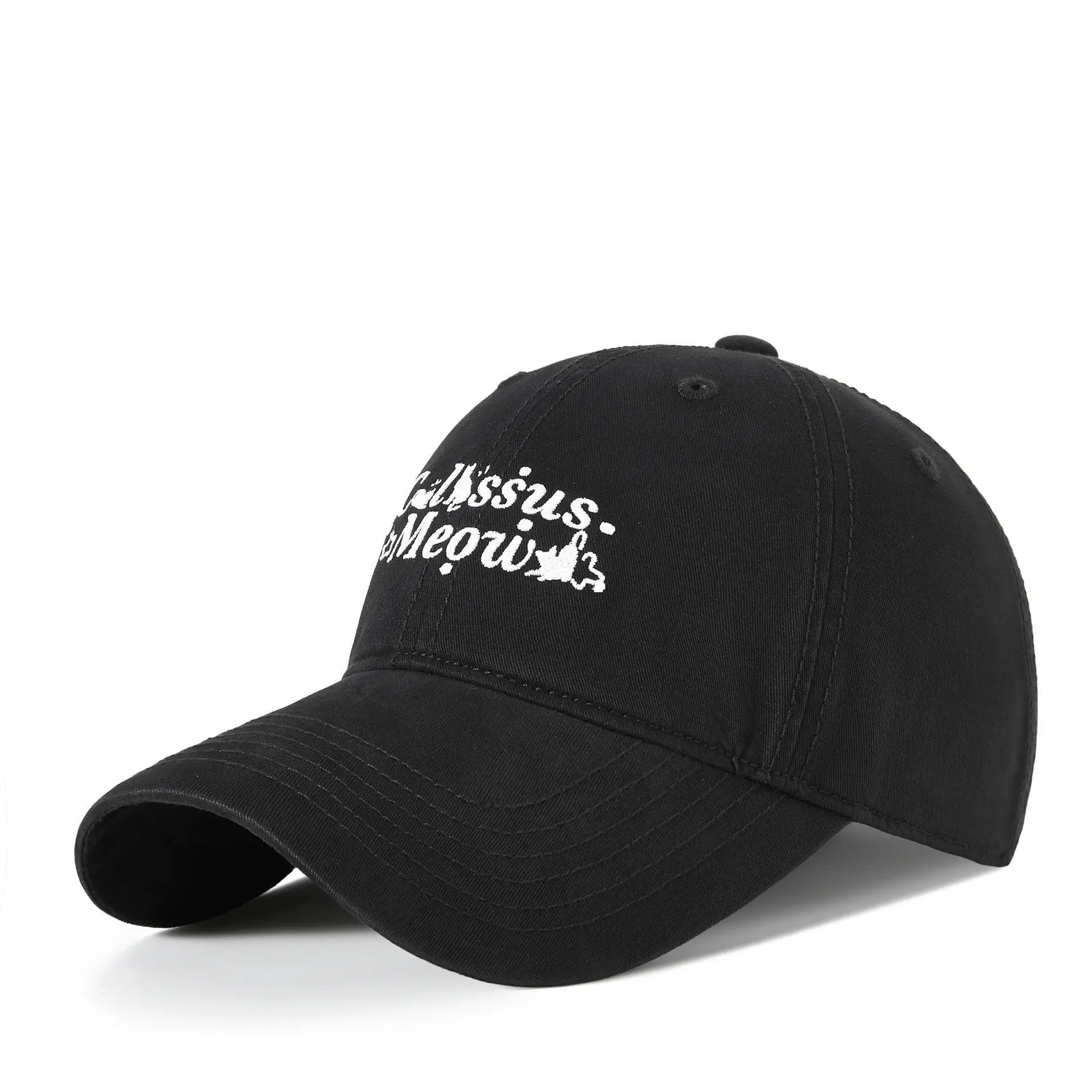 Japanese Style Embroidered Baseball Cap Black - Image 10