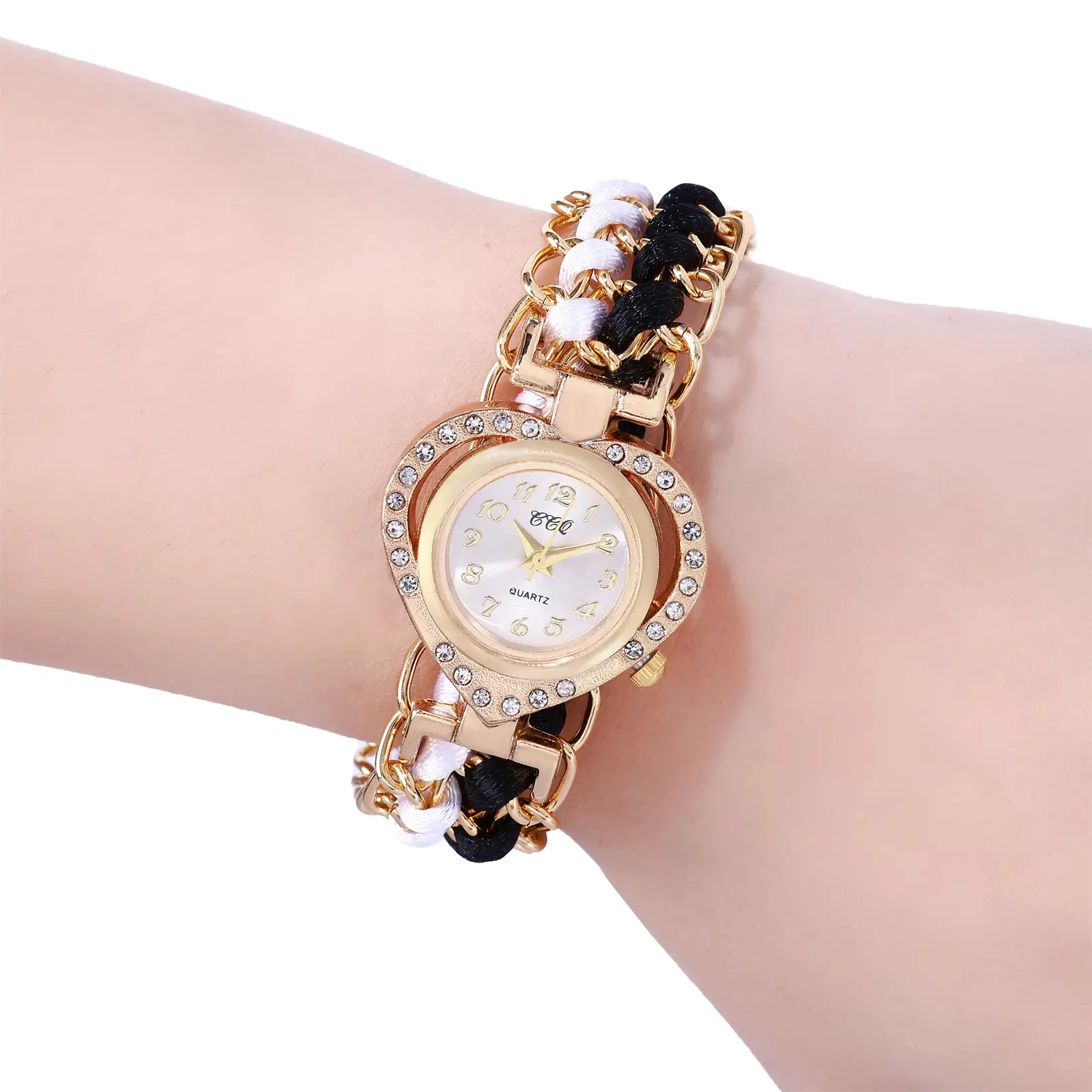 Gold Plated Braided Watch for Women Ethnic Love Case