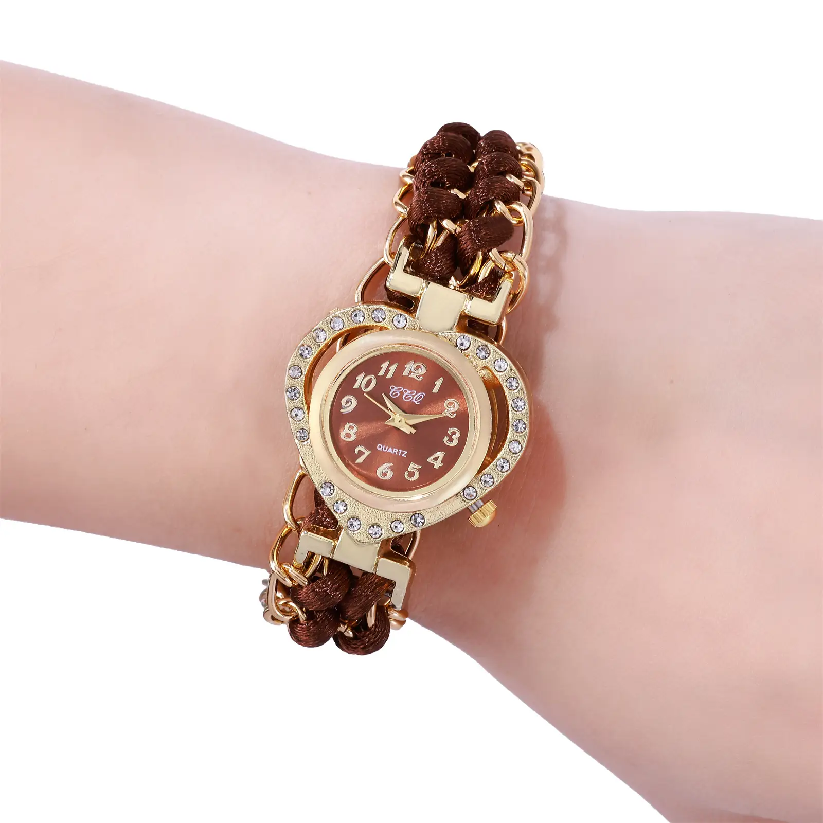 Gold Plated Braided Watch for Women Ethnic Love Case