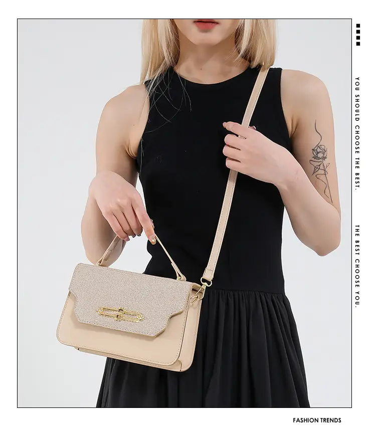 Green Beige Patchwork Shoulder Bag for Women 2025 — feature 1