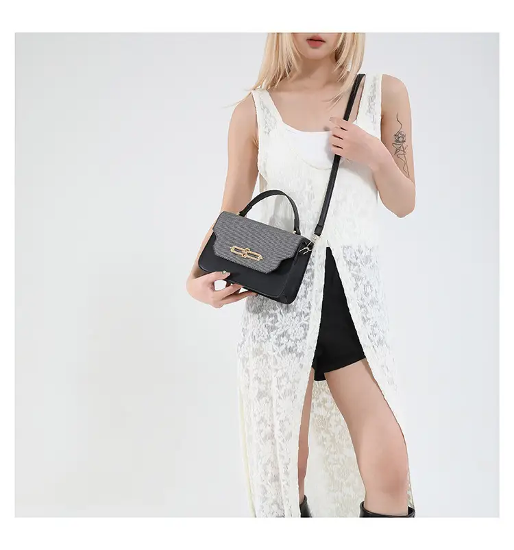 Green Beige Patchwork Shoulder Bag for Women 2025 — feature 12