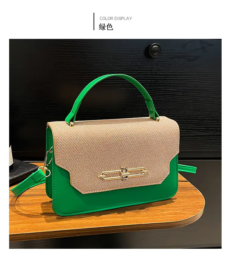 Green Beige Patchwork Shoulder Bag for Women 2025 — feature 26